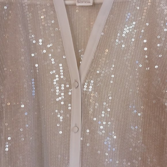 White House‎ Black Market Sparkly Sheer Blouse xsmall - Picture 5 of 6
